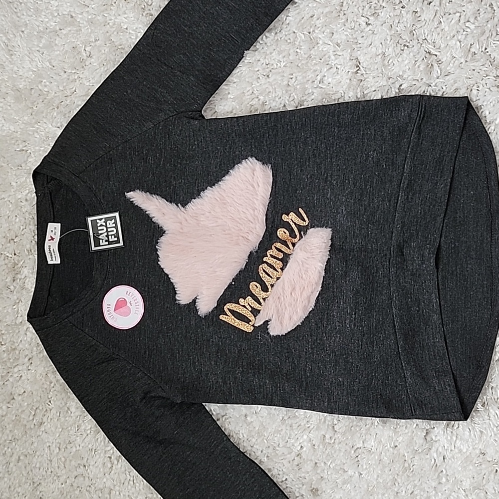 Beautees Faux Fur shirt M 10/12 grey (kt3)